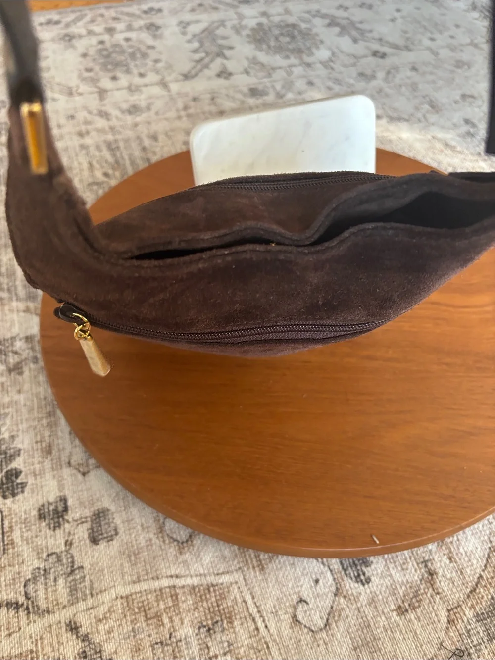 Gianni Bernini  Suede Messenger Bag with Black Strap